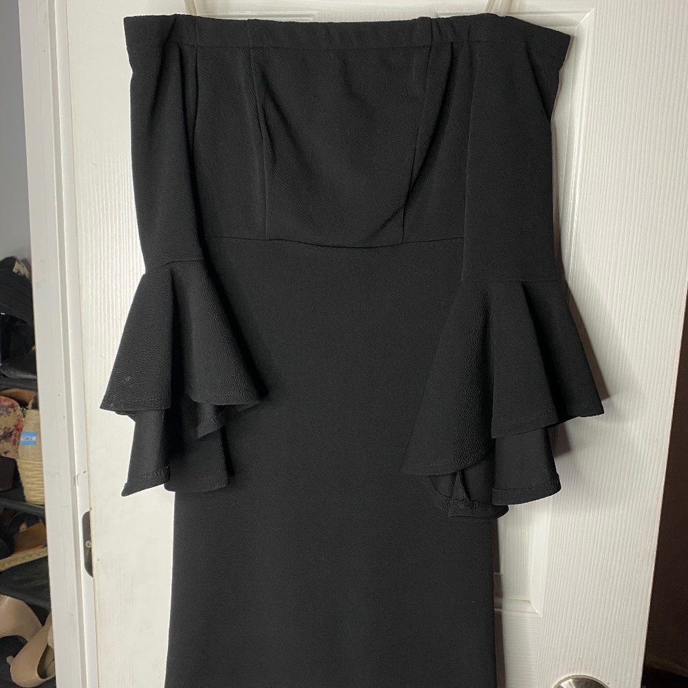 Fancy little black dress off the shoulder cocktail